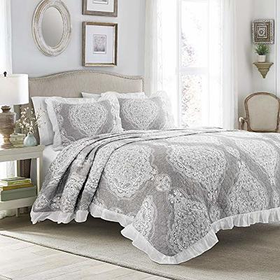 Lush Decor Crinkle Textured Dobby Comforter Light Gray 3PC Set King