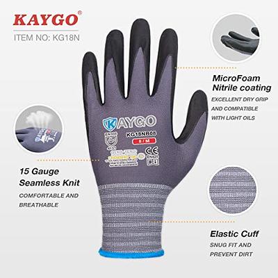 KAYGO Safety Work Gloves MicroFoam Nitrile Coated-12 Pairs, KG18NB,Seamless  Knit Nylon Glove with Black Micro-Foam Nitrile Grip,Ideal for General  Purpose,Automotive,Home Improvement,x-large - Yahoo Shopping