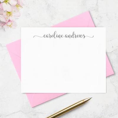 Womens Custom Stationery Set, Personalized Stationary Note Cards and  Envelopes for Women Flat Note Cards Choose Your Envelope and Ink Colors