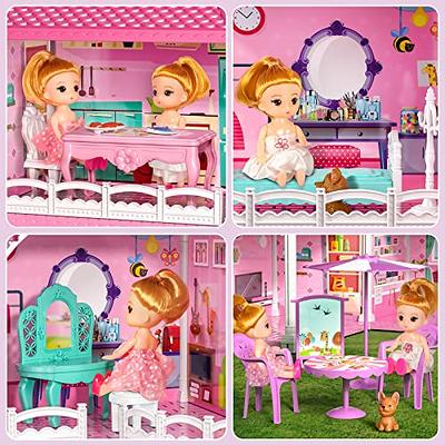 TEMI Dream Doll House Girl Toys - 4-Story 11 Doll House Rooms with Doll Toy  Figures, Furniture and Accessories, Toddler Playhouse Christmas for 3 4 5