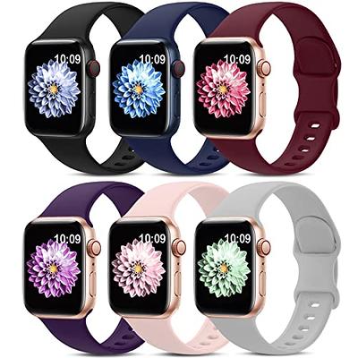 2 Packs Compatible with Apple Watch Band 38mm 40mm 41mm 42mm 44mm 45mm for  Women Men, Soft Silicone Replacement Bands Straps for iWatch Apple Watch  Series 7/6/5/4/3/2/1/SE 