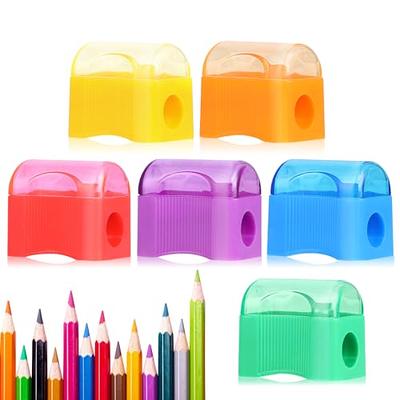 ForTomorrow Manual Pencil Sharpener Bulk - 24 Pack Small Colored Handheld  Dual Hole Pencil Sharpeners with Lid for Kids, School Classroom