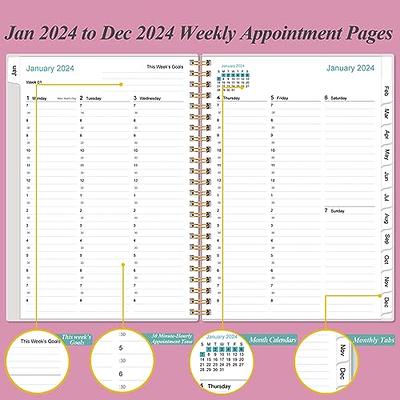 2024 Weekly Appointment Book & Planner - Daily Hourly Planner 2024, 8 x  10, January 2024 - December 2024, 30-Minute Interval, Lay - Flat, Round