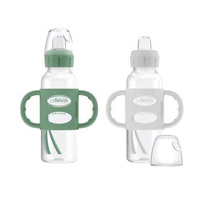 Dr. Brown's Milestones Sippy Straw Bottle with Silicone Handles - Green - 8oz