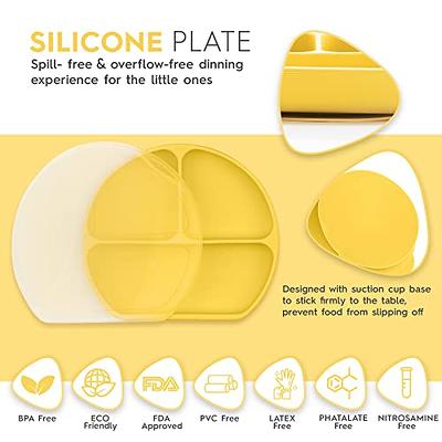 CSFICTS Silicone Baby Feeding Set - Baby Led Weaning Supplies - Silicone  Suction Plate Bowl Spoon Fork Straw Cup Bibs, Baby Self Feeding Eating