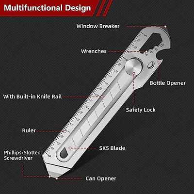 Veltec Heavy Duty Retractable Utility Knife, Box Cutter, Carpet Cutter with 3-Position Locking, Ergonomic Non-Slip Grip, 5 Reversible Replacements