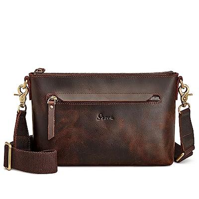 S-ZONE Crossbody Bags for Women Trendy Genuine Leather Small Shoulder Bag  Purses with Wide Strap