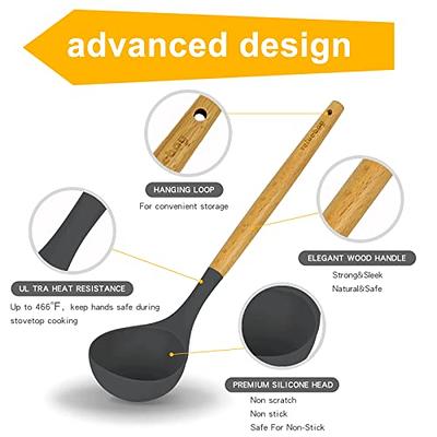 12Pcs/Set Wooden Handle Silicone Kitchen Utensils With Storage Bucket High  Temperature Resistant And Non Stick Pot Spatula Spoon