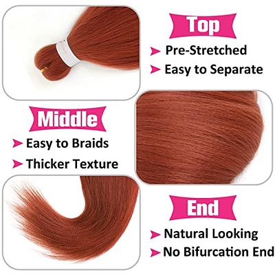 Unionbeauty 8 Packs 30 Inch Cooper Red Pre Stretched Braiding Hair