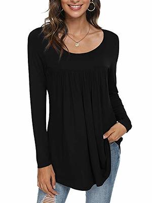 Amazon.com: Womens Tops Hide Belly Tunic 2023 Summer Short Sleeve T Shirts  Long Floral Henley Basic T Shirts Casual Dressy Blouses for Leggings Flowy  Pleated Button V-Neck Pullover Shirts Blouses for Women