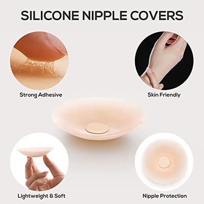 DOBREVA Nipple Cover - 2 Pairs Adhesive Silicone Reusable Pasties Sticky Nipple  Covers for Women with Travel Box Beige 02Large - Yahoo Shopping