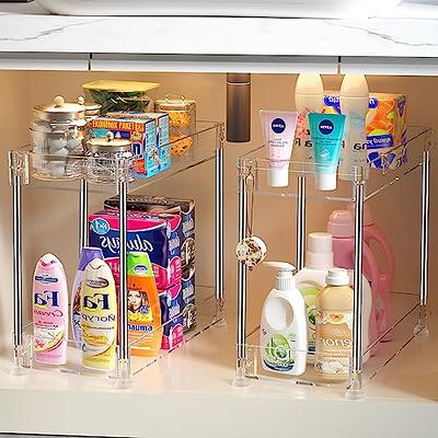 GEMWON Under Sink Organizer, 2 Tier Sliding Bathroom Organizer