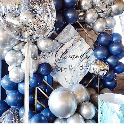 PartyWoo 140 pcs Navy Blue and Pink Balloon Garland, Pastel Pink Balloons,  Navy Blue Balloons and Silver Balloons for Balloon Garland and Balloon Arch  as Baby Shower, Wedding Decorations 