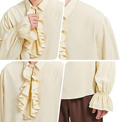 Men's Renaissance Ruffle Front Pirate Shirt Lace Up Long Sleeve Medieval  Tee Tops Plus Size Gothic Steampunk Blouse 