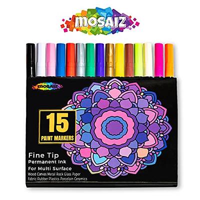 Mosaiz Acrylic Paint Pens for Rock Painting, 15 Colors including Gold and  Silver Metallic Acrylic Paint Markers 0.7 mm Fine Point Pen for Glass, Wood  Crafts, Metal - Yahoo Shopping