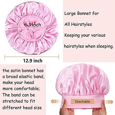 Duufin 5 Pcs Satin Bonnets Large Sleeping Cap Women Bonnets Big Brim Silk  Hair Bonnet for Sleeping Curly Hair - Black Hair Information