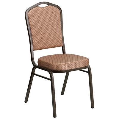 Hercules Series Trapezoidal Back Stacking Banquet Chair in Navy Patterned Fabric - Gold Frame - Flash Furniture