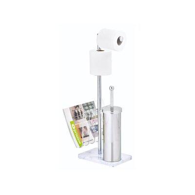 mDesign Classico Steel Free Standing Toilet Paper Holder Stand and