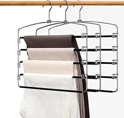 Multi-Layer Clothes Hangers Blouse Tree Hangers 3 Pack 5 in 1 Non Slip  Space Saving Stainless Steel Shirt Hangers Closet Organizer（3，Grey）