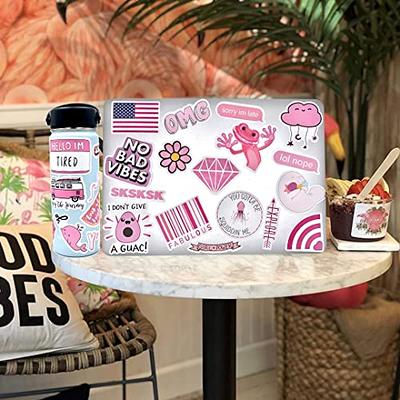 100pcs Preppy Stickers Pink Cute Vinyl Aesthetic Water Bottle