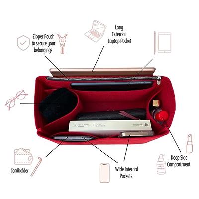 2Pcs Felt Purse Organizer Insert with Zipper, EsLuker.ly Premium Microfiber  Handbag Shaper Tote Bag Organiser Insert Fit Toiletry Pouch 26 19 
