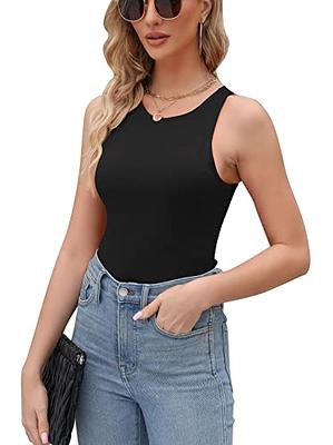 LuckyMore Tank Tops Body Suits Women Summer Sleeveless Double Lined Leotard Bodysuit  Tops Black M - Yahoo Shopping