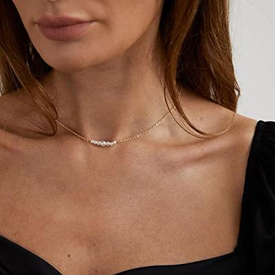 14KT Gold Dainty Pearl Cross Rosary Necklace – Chloe's Treasures