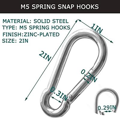 100Pack Spring Snap Hooks Carabiner, M5 3/16 Carabiner Clips Keychain  Small 2 Chain Quick Links Spring Safety Hook Connector for Dog Leash  Backpack