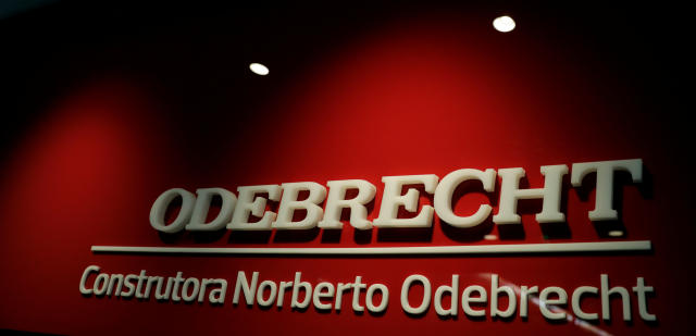 The corporate logo of the Odebrecht SA construction conglomerate is pictured at its headquarters in Sao Paulo, Brazil August 3, 2018. REUTERS/Paulo Whitaker