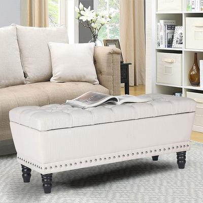 Adeco Footstool Ottoman Faux Leather Foot Rest Stool - Yahoo Shopping