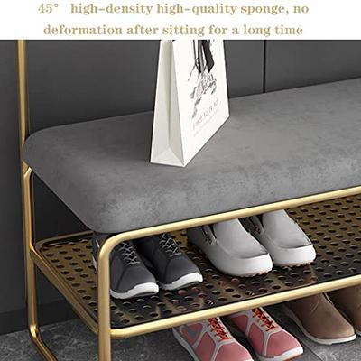  Hoctieon 3-Tier Shoe Rack Bench, Rustic Brown, Metal