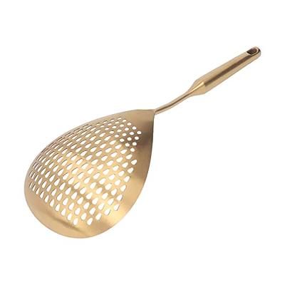 Skimmer Slotted Spoon 304 Stainless Steel Colander Skimmer Ladle with Long  Handle Food Grade Frying Strainer Spoon for Kitchen Cooking Baking(Gold) -  Yahoo Shopping