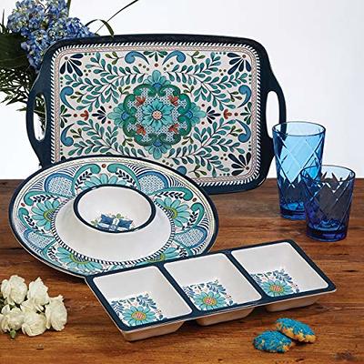 Mosaics 3 pc Indoor Outdoor Melamine Serving Tray Hostess Set