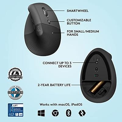 Logitech Lift Vertical Wireless Ergonomic Mouse (Rose) and USB 3.0 Hub 
