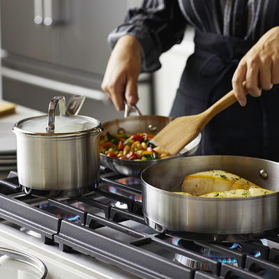 OXO Mira 3-Ply Stainless Steel Cookware Pots and Pans Set, 10