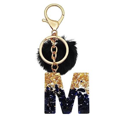 Fuqimanman2020 Glitter Letter A-Z Keychain Pink Blue Resin Alphabet Initial  Letter Pendant Accessories with Purple Tassel Glass Ball-A at   Women's Clothing store