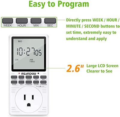 Autopilot Dual Outlet 7-Day Grounded Digital Programmable Timer, 1725W,  15A, 1 Second On/Off