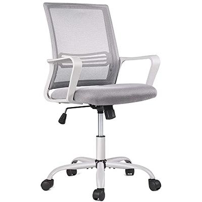 LACOO Office White Mid Back Swivel Lumbar Support Desk, Computer Ergonomic  Mesh Chair with Armrest T-OCNC750WT - The Home Depot