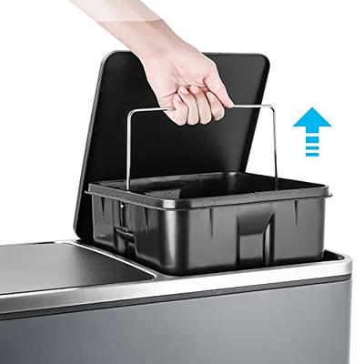 Dual Compartment Waste Bin, and Wet Classified Trash Can & Recycle Container 15L Large Capacity Double Compartment Classified Recycle Garbage Bin