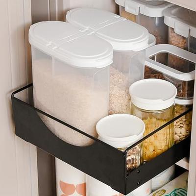 Pull out Cabinet Organizer Fixed with Adhesive Nano Film,Heavy Duty Slide  out Pantry Shelves Drawer Storage,Sliding Mesh Cabinet Basket with Handle