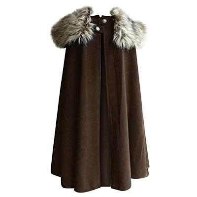 hhaappyy Cloak Coat for Men Winter Warm Gothic Wool Faux Fur