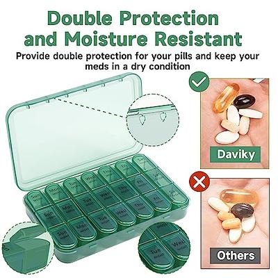 Daviky Pill Organizer 3 Times a Day, Weekly Pill Organizer 3 Times a Day,  Pill Box 7 Day, Pill Cases Organizers 7 Day, Daily Pill Box Organizer