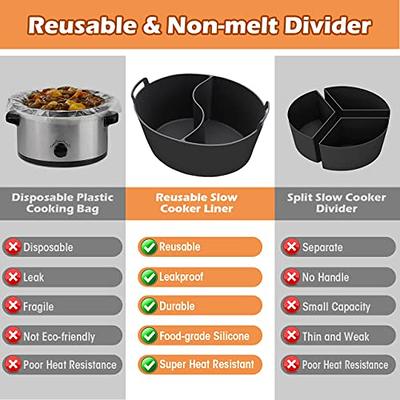 Slow Cooker Divider Liners Fit 6qt Pot, Reusable & Leakproof