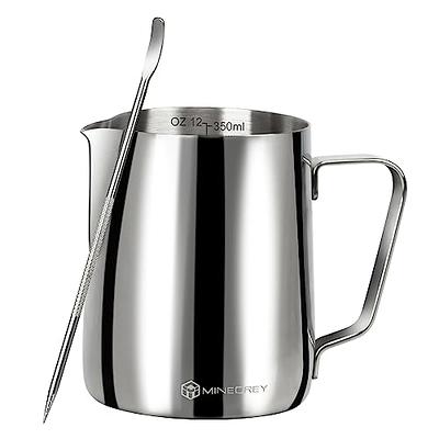 Milk Frothing Pitcher 20oz - Milk Frother Pitcher 12 20 30oz - Measurements  on Both Sides Plus eBook - Milk Frother Cup Espresso Cappuccino Coffee  Latte Art Stainless Steel Jug Milk Steaming Pitcher 