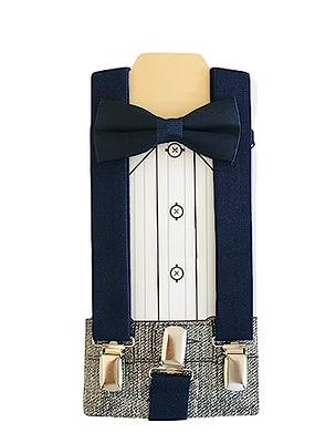 Mens Dress Suspenders, Woven Elastic Strap Suspenders in Navy