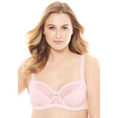 Plus Size Women's Lace-Trim Underwire Bra by Amoureuse in Shell