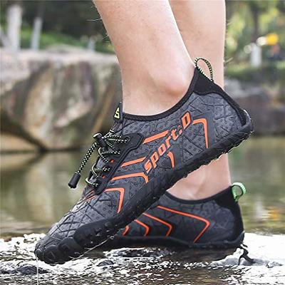 UBFEN Mens Womens Water Shoes Aqua Shoes Swim Shoes Beach Sports Quick Dry  Barefoot for Boating Fishing Diving Surfing with Drainage Driving Yoga Size  7 Women / 6 Men A Grey Orange - Yahoo Shopping