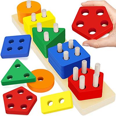 Montessori Wooden Toddler Toys for 1 2 3 Years Old Boys Girls, Shape  Sorting Toys First Birthday Gifts for 1-2 Years, Wood Animal Farm Car  Preschool