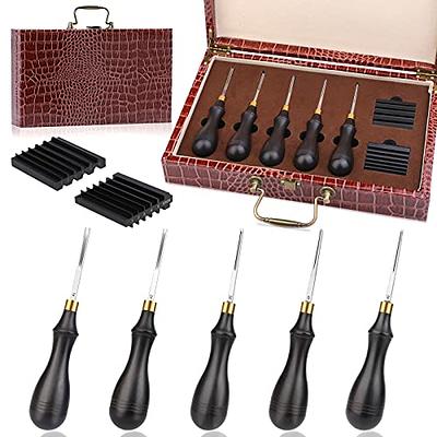 TLKKUE Leather Trimming Tools, 5 PCS of Leather Edge Beveler Skiving Kit  with Sandalwood Handle, 2 Sharpener Guide for Leather Cutter Head,  Different Sizes Trimming Leather Edges for DIY Leather Craft - Yahoo  Shopping