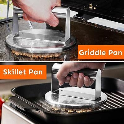 SSTOOHL Smash Burger Press, Stainless Steel Burger Smasher for Flat Top  Griddle Grill, Bacon Press, Non-Stick Hamburger Press Patty Maker, Ground  Beef